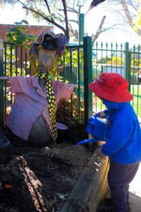 Beverly Montessori child watering plant
